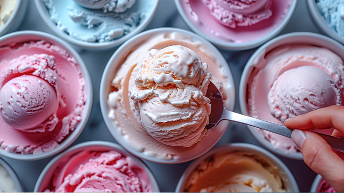 multiple bowls of ice cream